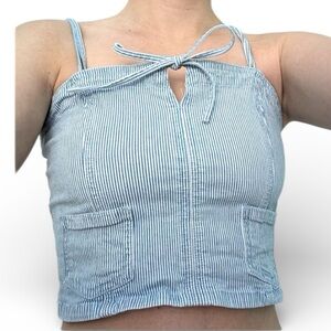 American Eagle Outfitters Denim Crop Tie Front Camisole XS